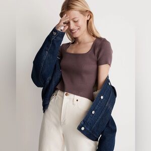 Madewell Square-Neck Crop Sweater Tee - Fig